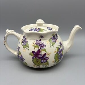 Vintage‎ Teapot with Lid Arthur Wood England "Bouquet"  Porcelain Purple Violets